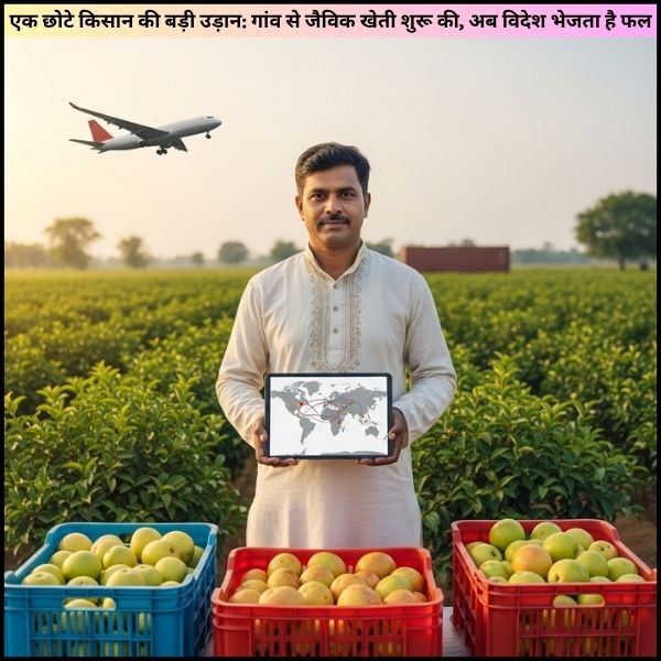 एक छोटे किसान की बड़ी उड़ान गांव से जैविक खेती शुरू की, अब विदेश भेजता है फल जानिए ये कैसे किया