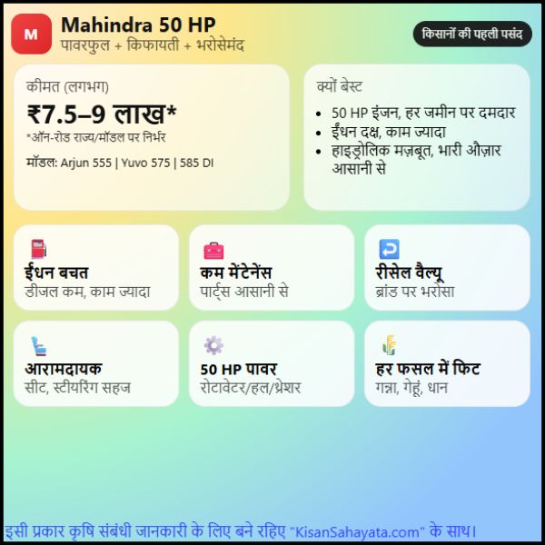 Mahindra tractor 50 HP price किसानों के लिए क्यों best है Mahindra tractor 50 HP price किसानों के लिए क्यों best है