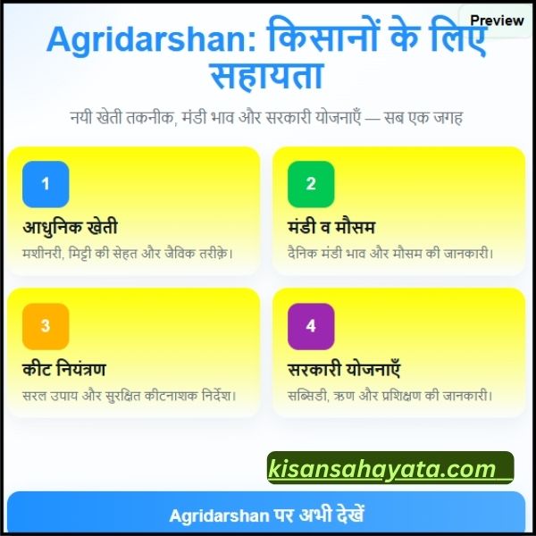 Agridarshan पर किसानों को क्या क्या सहायता दी जा रही है