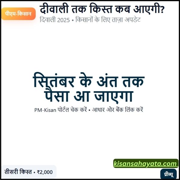 दीवाली तक किसान सम्मान निधि की किस्त कब आएगी