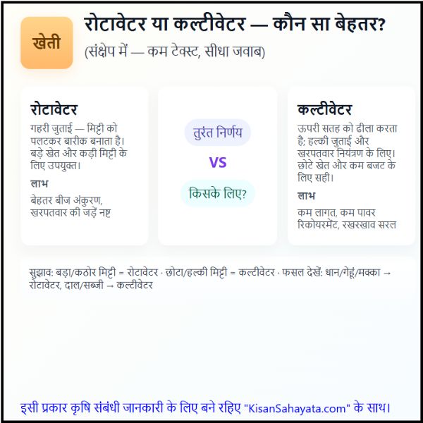 रोटावेटर या कल्टीवेटर कौन सा बेहतर है चलिए जानते हैं कि कौन बेहतर है। रोटावेटर या कल्टीवेटर कौन सा बेहतर है चलिए जानते हैं कि कौन बेहतर है।