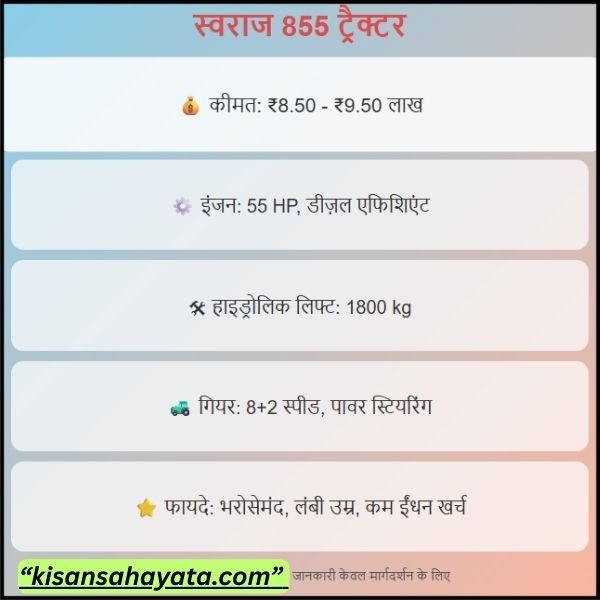 स्वराज 855 की कीमत क्या है