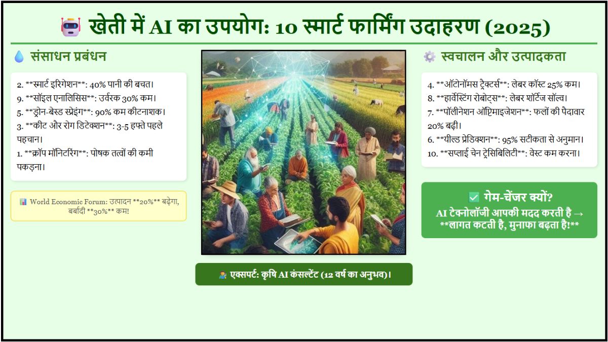 खेती में AI का उपयोग कैसे होता है 10 स्मार्ट फार्मिंग उदाहरण