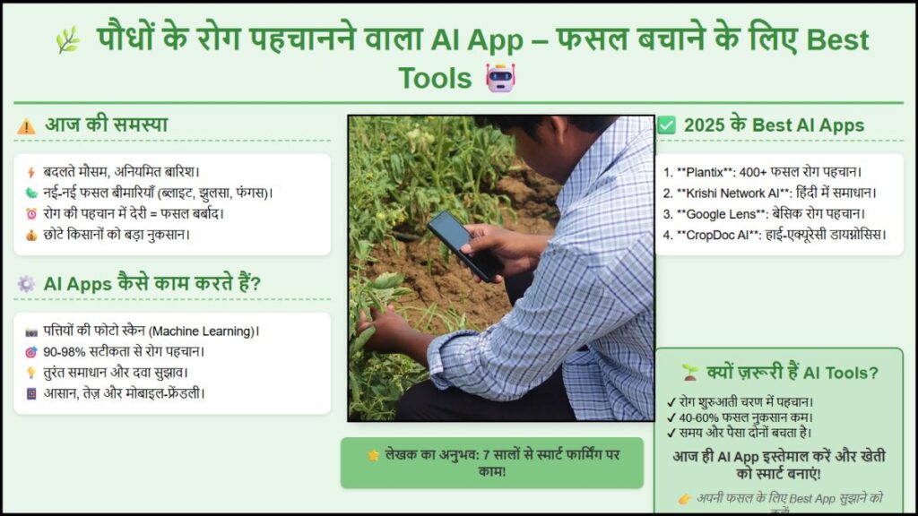 पौधों के रोग पहचानने वाला AI App – फसल बचाने के लिए Best Tools