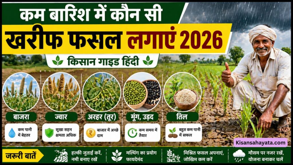Kam Baarish Mein Kaun Si Kharif Fasal Lagaen 2026 Kisan Guide Hindi
