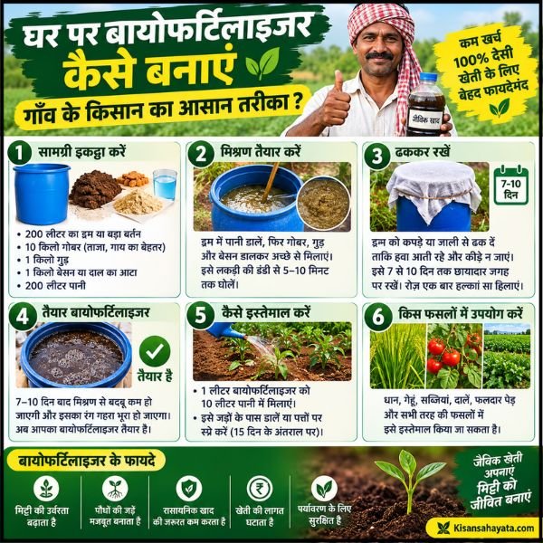 घर पर बायोफर्टिलाइजर कैसे बनाएं – गाँव के किसान का आसान तरीका